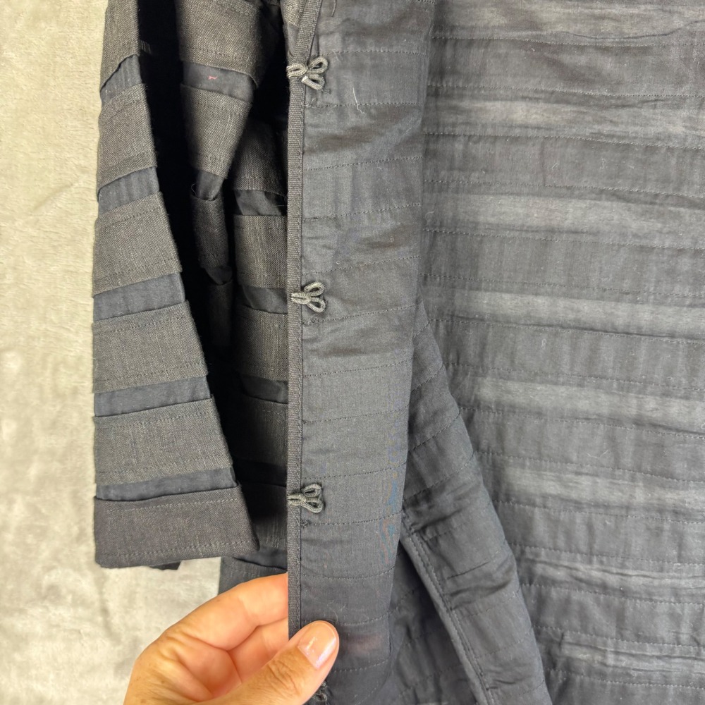 Chicos Open Front Jacket Women's L (sz 1) Black w/ Semi Sheer‎ Stripes (1391) - Picture 6 of 11